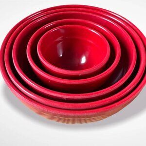 Vintage Measuring Set of 5 Nesting Mealmine Bowls - Betty Crocker Red